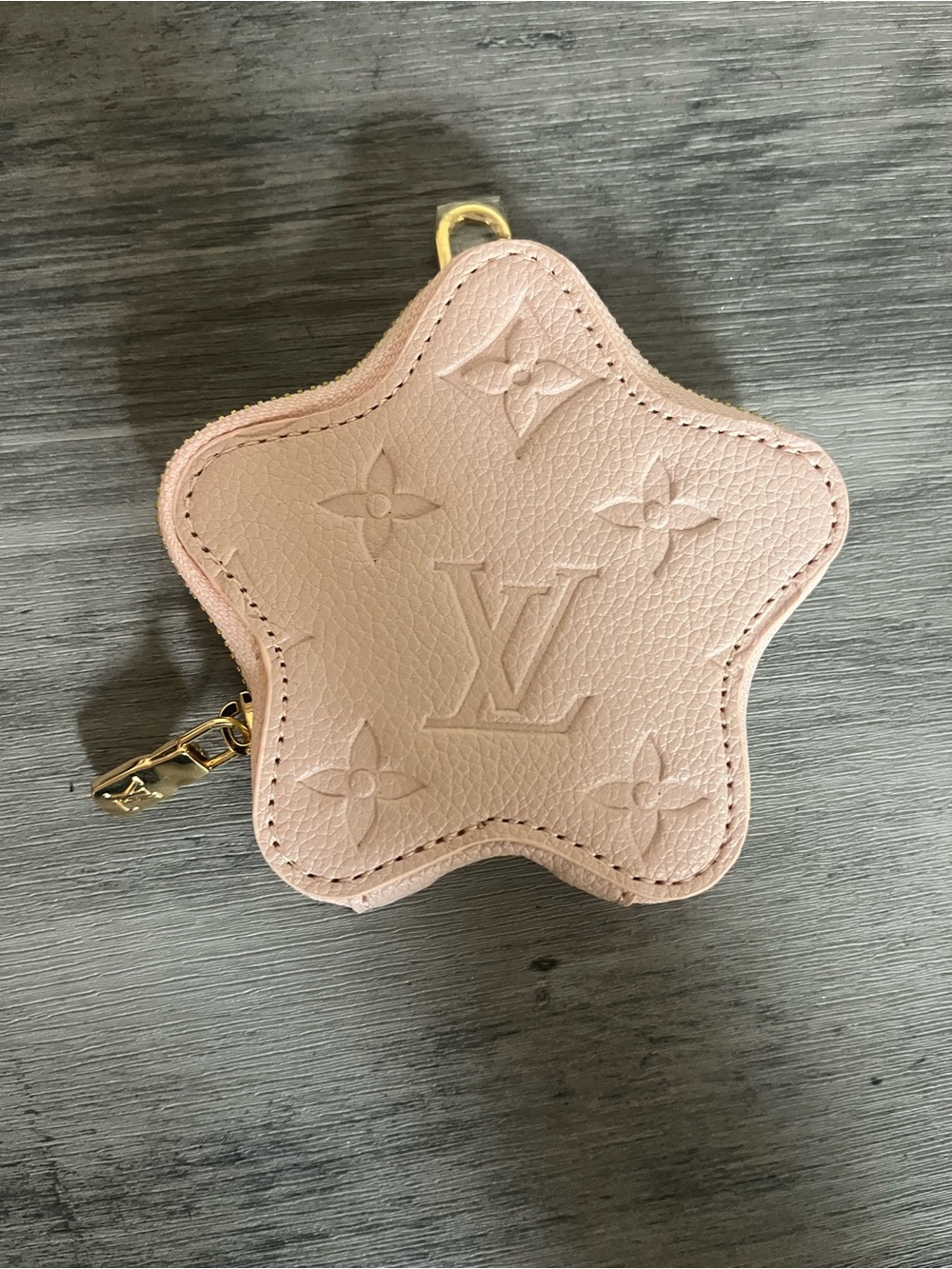 Pink Star-Shaped Leather Key Pouch